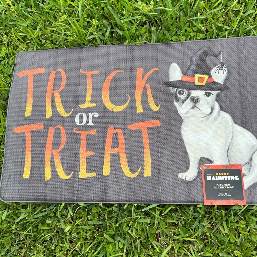 Trick or Treat Halloween Anti Fatigue Floor Mat French Bulldog Witch Hat